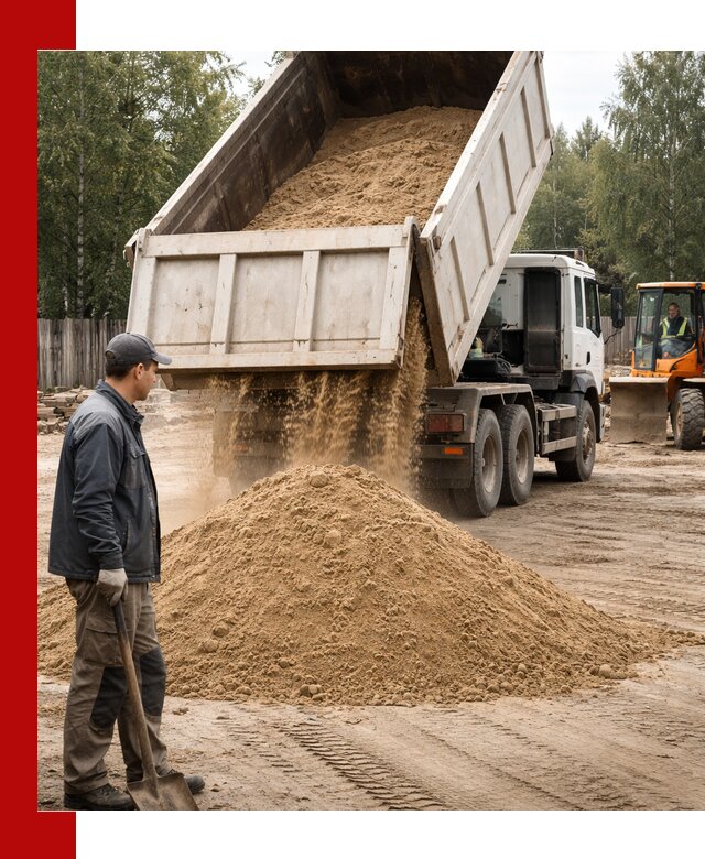 Доставка и продажа песка с разгрузкой в Климовске