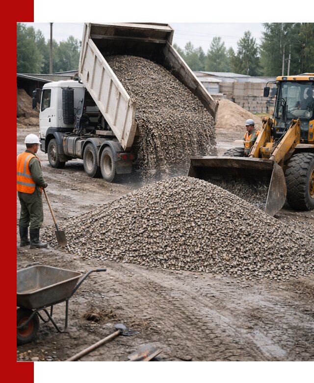 Мытый гравий с доставкой в Климовске от карьера до участка