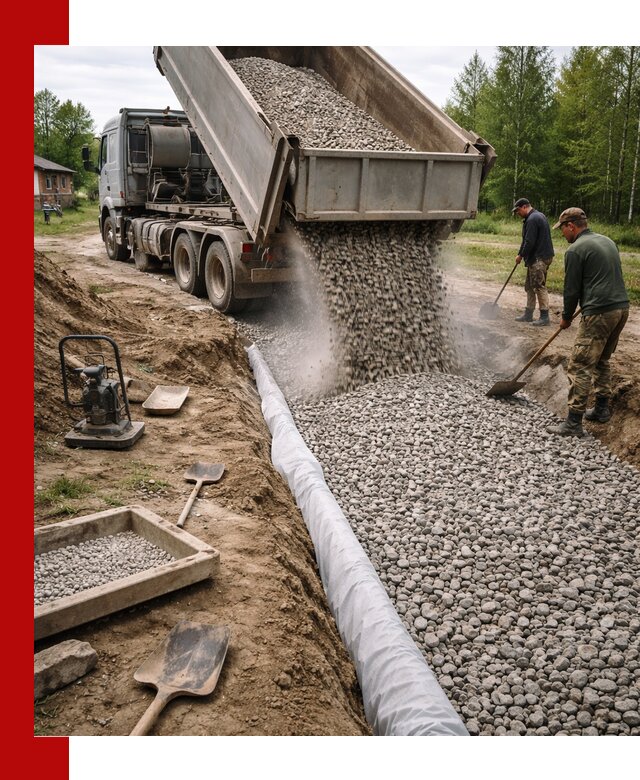 Гравий для дренажа с доставкой в Климовске качественный и недорогой
