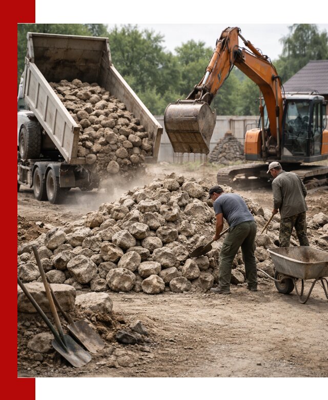 Доставка и разгрузка бутового камня в Климовске