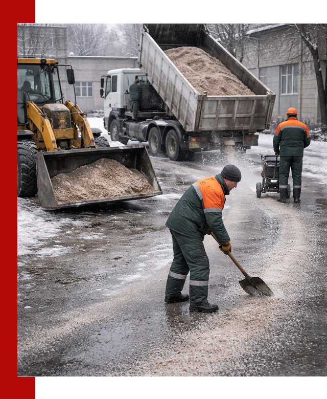 Реагент против гололеда с доставкой и нанесением в Климовске