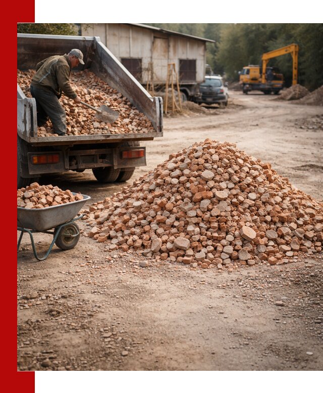 Доставка и подушка из боя кирпича с разгрузкой в Климовске