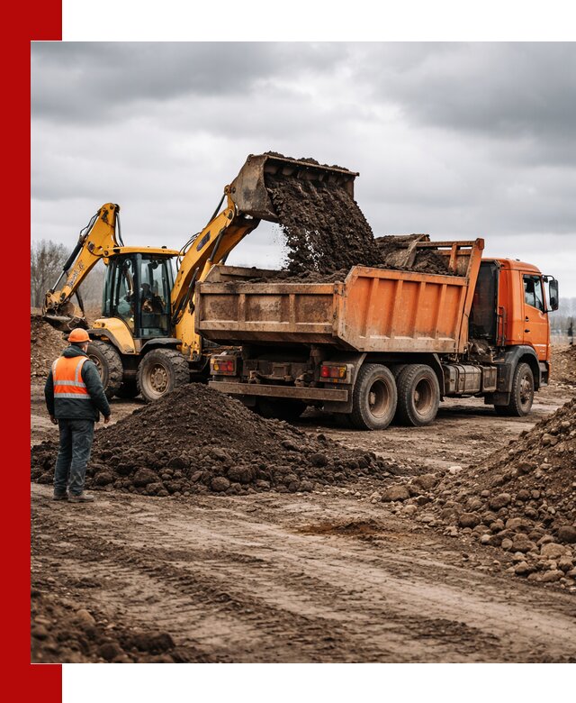 Вывоз грунта и строительного мусора в Климовске грузовыми самосвалами